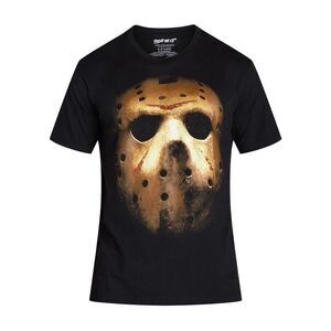 Halloween Friday the 13th Jason‎ Mask Shirt Mens Large Black Graphic T-Shirt Tee